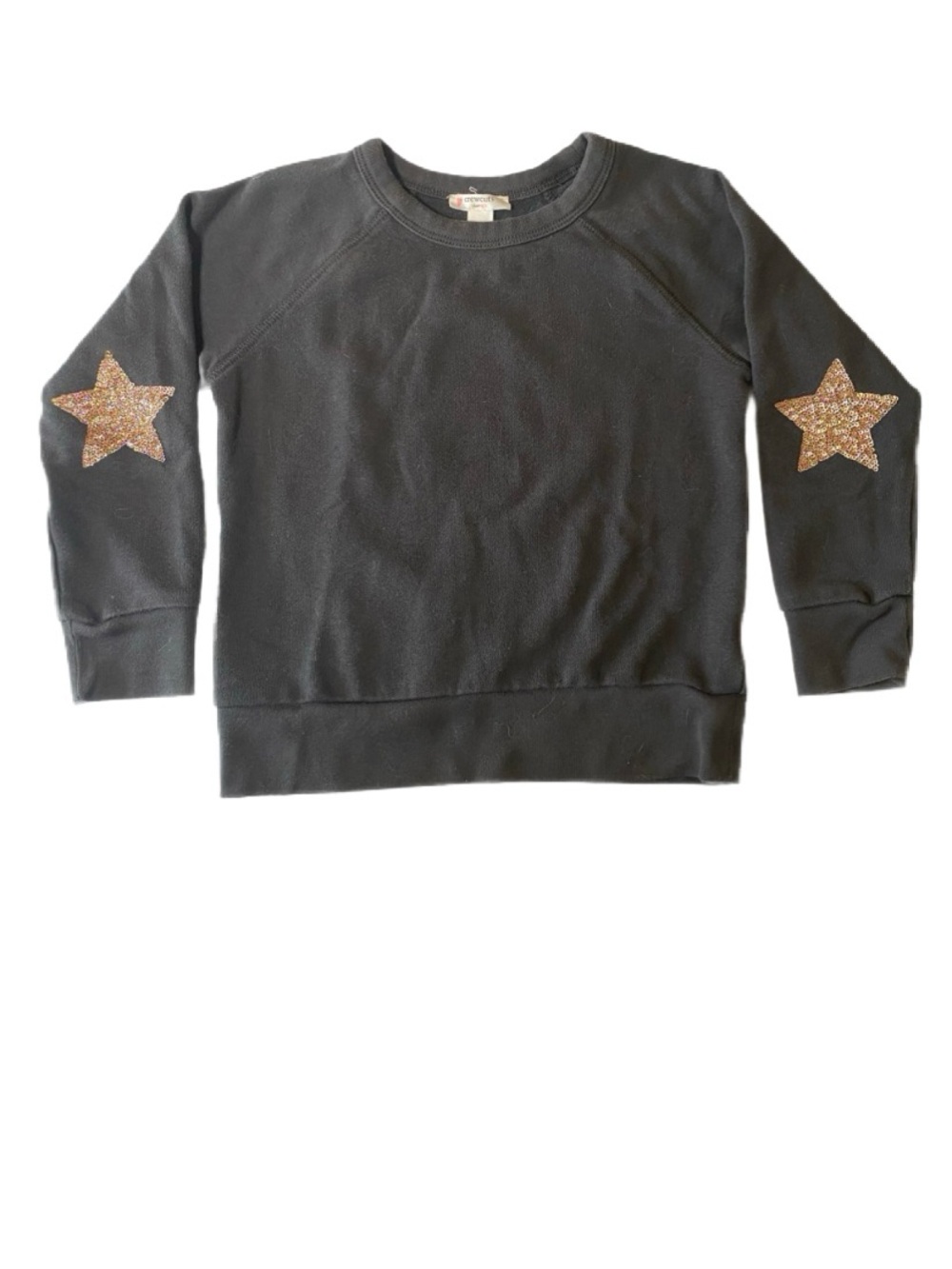 Crewcuts Black Sweatshirt with Sequin Gold Star Elbow Patches Size Girl XS